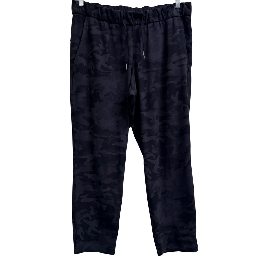 Lululemon On the Fly 7/8 Pant Camo Black Gray Size 12 Pockets Athleisure‎